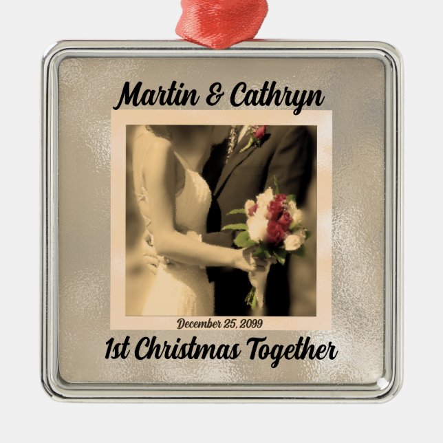 Adorno Metálico Solo casados con Navidades de nombre y primer año (Frente)