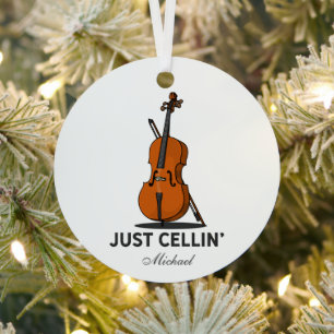 Adorno Metálico Solo Música de Cellin Cellist Personalizada