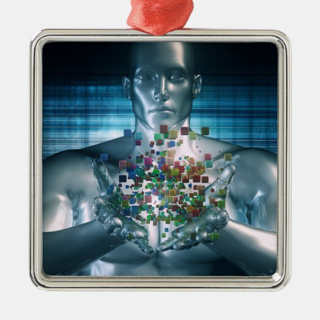 Adorno Metálico Soluciones de Blockchain en el concepto del mundo (Frente)