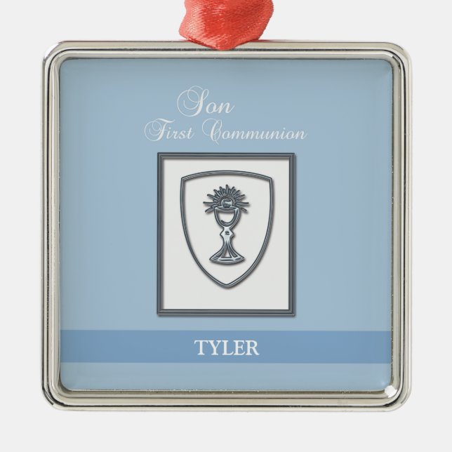 Adorno Metálico Son, primer cáliz plateado de la comunión (Frente)