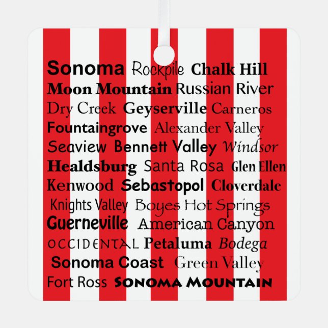 Adorno Metálico Sonoma Wine AVAs Ornament (Anverso)