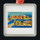 Adorno Metálico Souvenir de viajes de vintage de Jones Beach New Y<br><div class="desc">Jones Beach,  Nueva York

Una imagen de postal de recuerdo de viaje nostálgico,  un auténtico diseño retro. ¡Saludos de la Compañía Touring Virtual de American Travelog!</div>