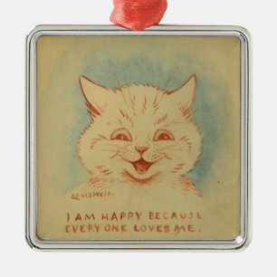 Adorno Metálico Soy Feliz Porque Todos Me Aman (Ginger Cat)