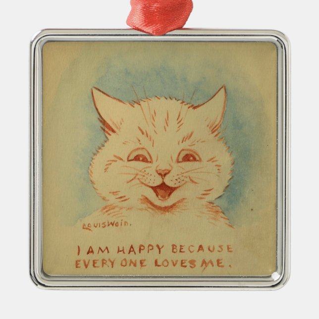 Adorno Metálico Soy Feliz Porque Todos Me Aman (Ginger Cat) (Frente)