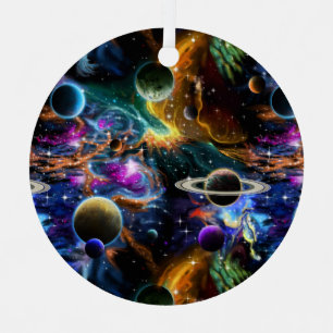 Adorno Metálico Space Nebula and Planets