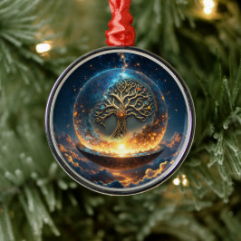 Adorno Metálico Sphere of Life – The Golden World Tree. 