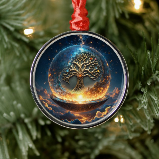 Adorno Metálico Sphere of Life – The Golden World Tree.  (Árbol)