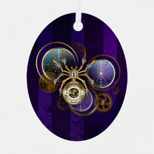 Adorno Metálico Spider Steampunk sobre fondo morado