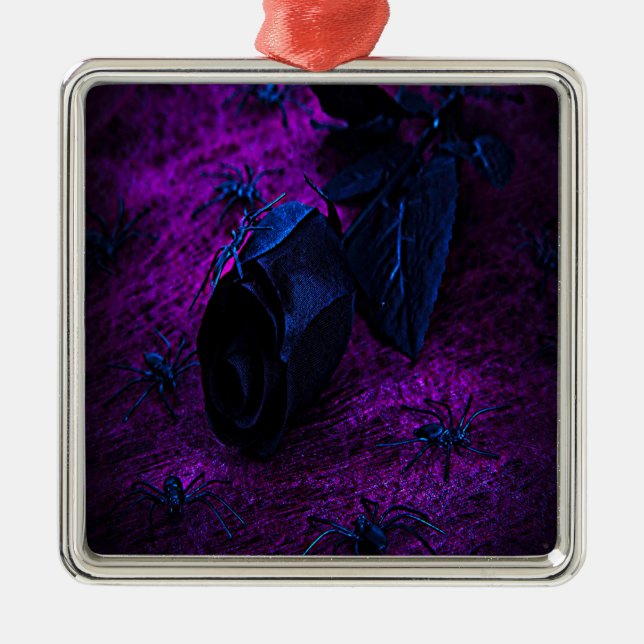 Adorno Metálico Spooky Black Material Rose, Black Spiders (Frente)