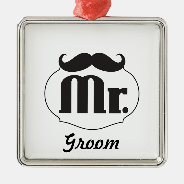 Adorno Metálico Sr. Groom Mustache (Frente)