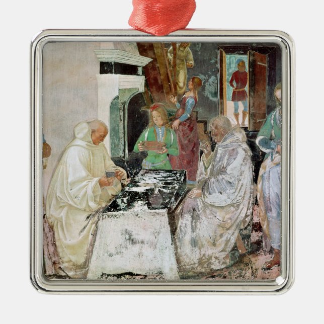 Adorno Metálico St. Benedicto que recibe hospitalidad (Frente)