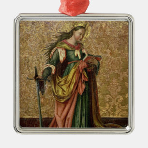 Adorno Metálico St. Catherine de Alexandría (aceite en el panel)