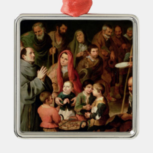 Adorno Metálico St. Diego de Alcala que da la comida a los pobres