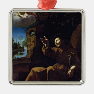 Adorno Metálico St Francis de Assisi consoló por un ángel