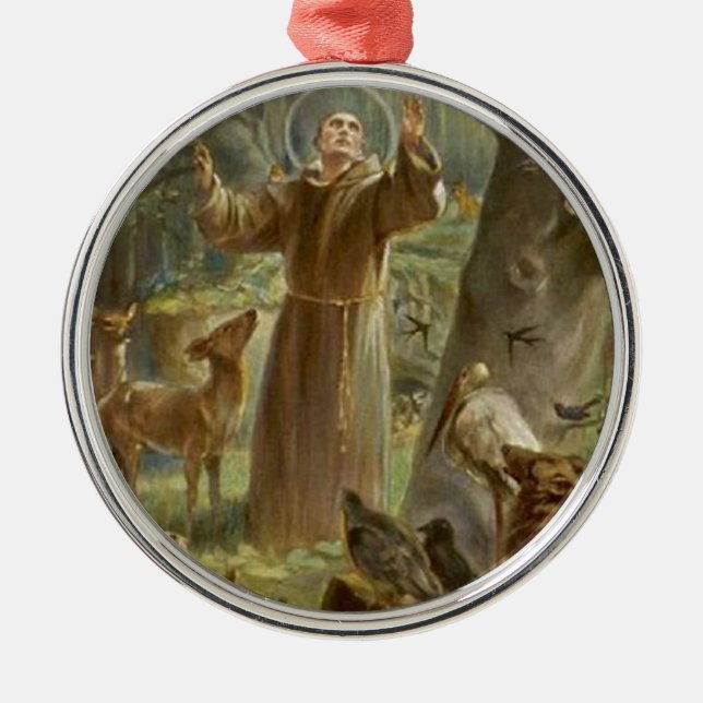 Adorno Metálico St Francis de Assisi rodeó por los animales (Frente)