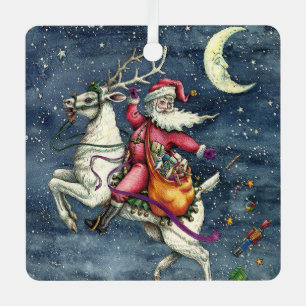 ADORNO METÁLICO ST. NICK, REINDEDOR BLANCO VOLANTE, NAVIDADES MAGI