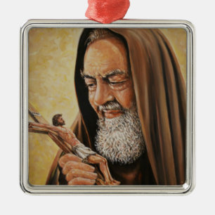 Adorno Metálico St. Padre Pio con crucifijo