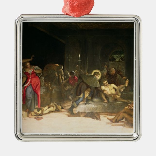 Adorno Metálico St. Roch que cura la plaga (Frente)