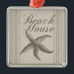 Adorno Metálico Starfish Beach House Seashore Coastre<br><div class="desc">Esta casa de playa con estrellas de mar - La imagen de la estrella de mar tiene un fondo de arena marrón, con un patrón que parece lienzo. Es perfecto para la casa de la playa, y te anima en verano. La decoración de las casas de playa debería ser más...</div>