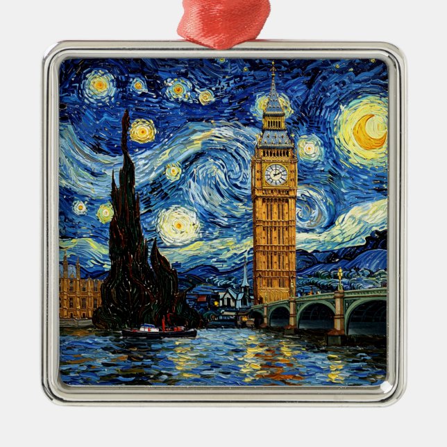 Adorno Metálico Starry Night Big Ben London England (Frente)