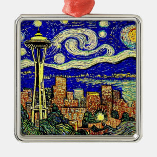 Adorno Metálico Starry Night Seattle Washington