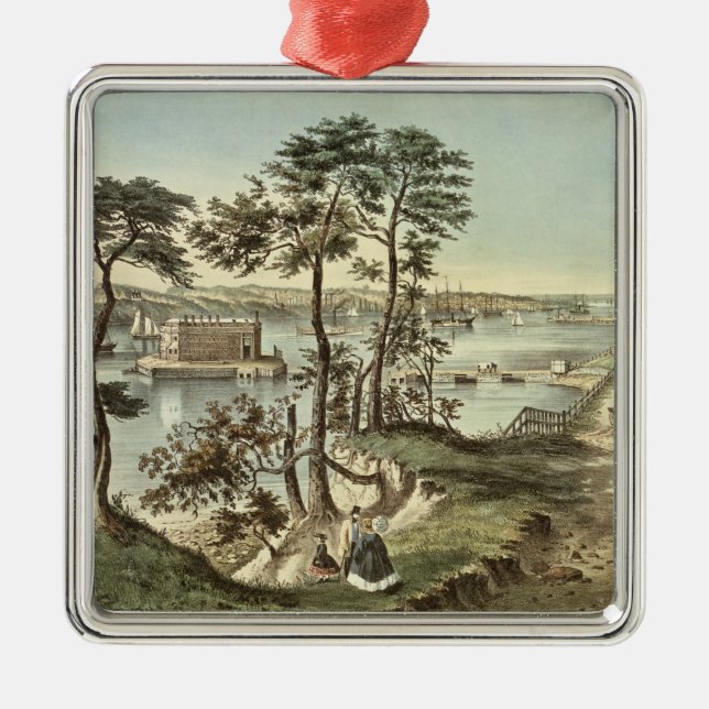 Adorno Metálico Staten Island y los estrechos del fuerte Hamilton (Frente)