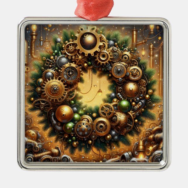 Adorno Metálico Steampunk Christmas Ornament (Frente)