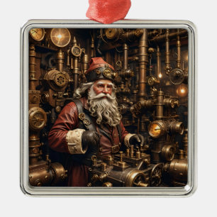Adorno Metálico Steampunk Santa Ornament