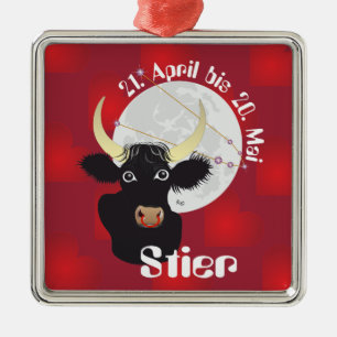 Adorno Metálico Stier 21. Abril bis 20. Mai Ornament