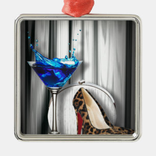 Adorno Metálico stilletos del chica de cóctel de martini del
