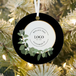 Adorno Metálico Su logo va aquí Holiday Modern Wreath Business