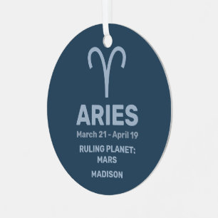 Adorno Metálico Su nombre y foto de Zodiac Rótulo Aries