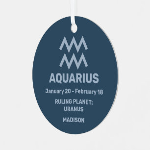Adorno Metálico Su nombre y foto Rótulo Zodiac Aquarius