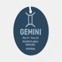SU Nombre y Foto Rótulo Zodiac Gemini