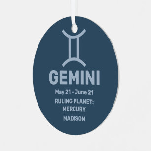 Adorno Metálico SU Nombre y Foto Rótulo Zodiac Gemini