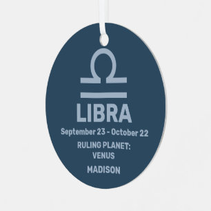 Adorno Metálico Su nombre y foto Rótulo Zodiac Libra