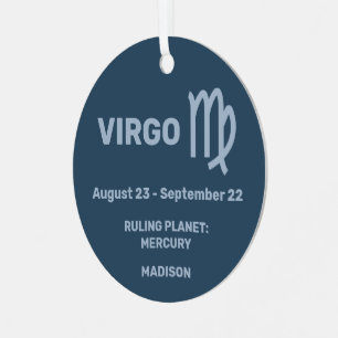 Adorno Metálico Su nombre y foto Rótulo Zodiac Virgo