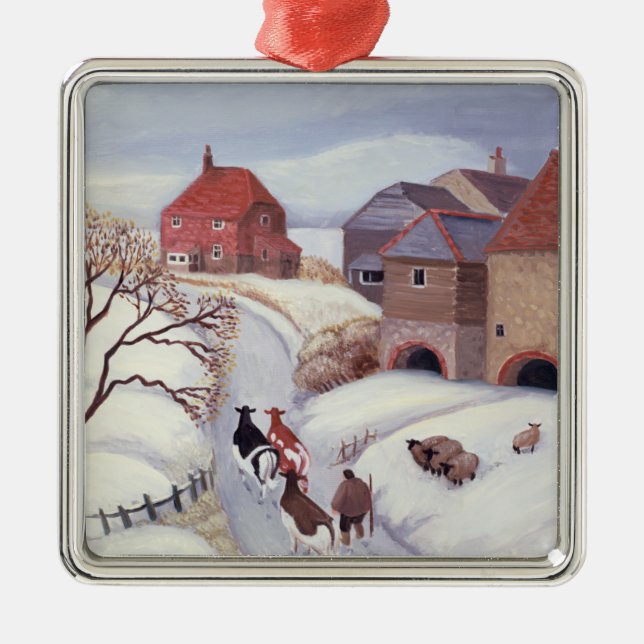 Adorno Metálico Subrayando vacas en la nieve (Frente)