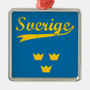 Adorno Metálico Suecia, Sverige, 3 coronas
