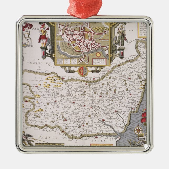 Adorno Metálico Suffolk y la situación de Ipswich (Frente)