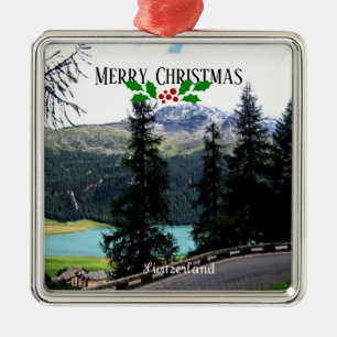 Adorno Metálico Suiza, Feliz Navidad,