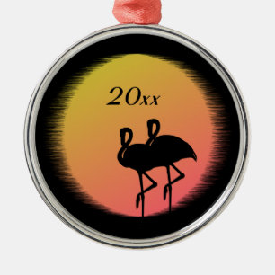 Adorno Metálico Sunset Flamingos