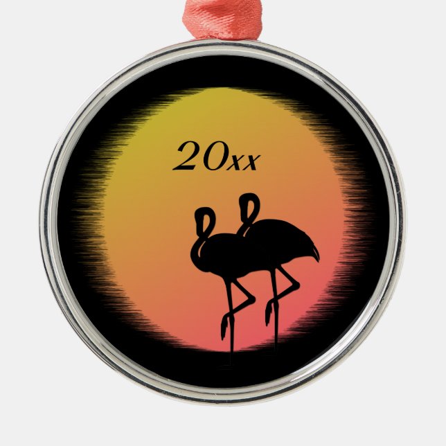 Adorno Metálico Sunset Flamingos (Frente)