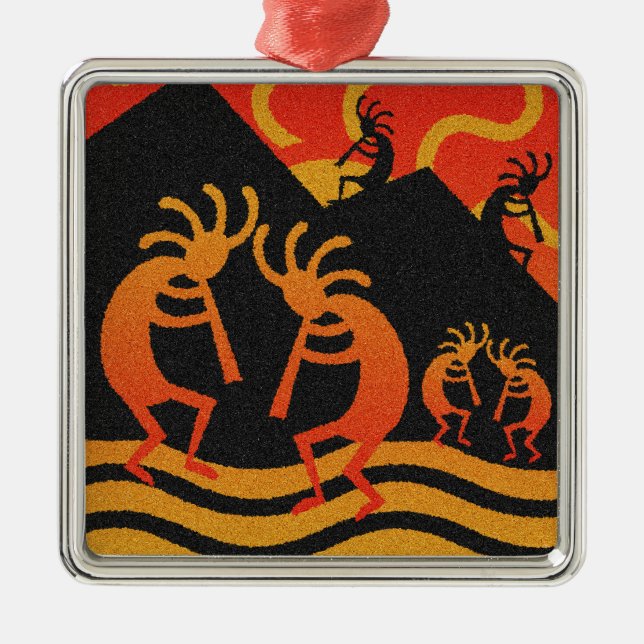 Adorno Metálico Sunset Kokopelli, el desierto del suroeste (Frente)