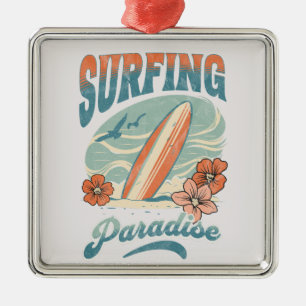 Adorno Metálico Surfing Paradise estilo retro