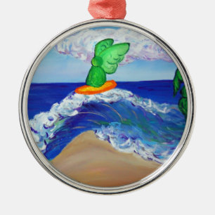 Adorno Metálico Surfing Raphael Angel Riding Healing Wave Ornament