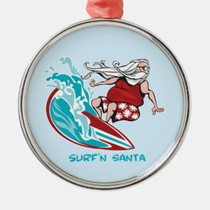 Adorno Metálico Surf'n Santa