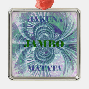 Adorno Metálico Swaga Jambo Hakuna Matata Kenya Giraffe Safari Wo