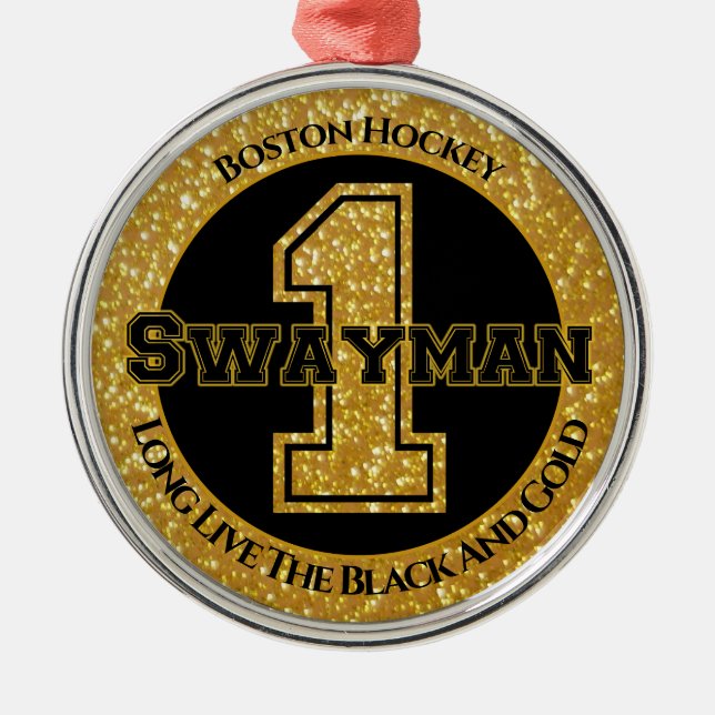 Adorno Metálico Swayman de hockey Boston 1 (Frente)