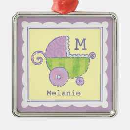Adorno Metálico Sweet Dreams Baby Carriage Lavender Monogrammed